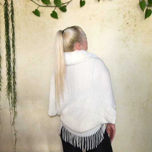 STRICKBOLERO MIT KUNSTPELZKRAGEN