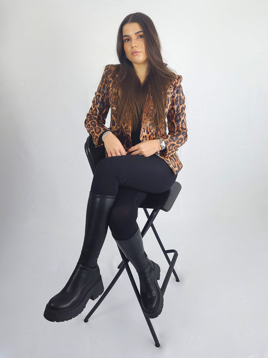KUNSTLEDERBLAZER IN LEOPRINT
