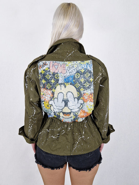 KURZE MILITÄRJACKE MIT PAILLETTEN