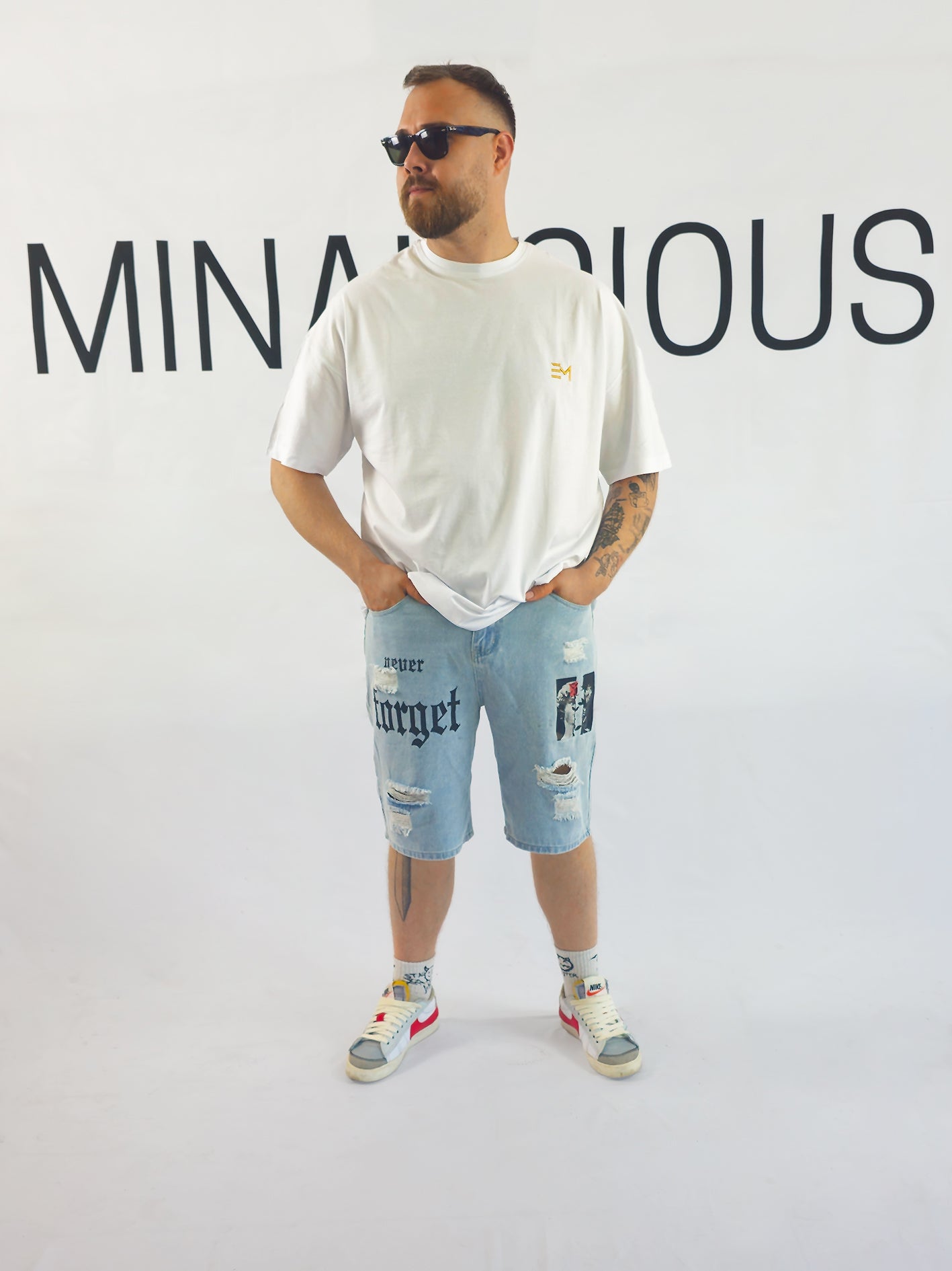 JEANSSHORTS MIT PRINTS