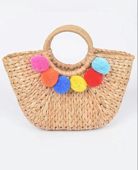 KLEINE STRANDTASCHE AUS STROH